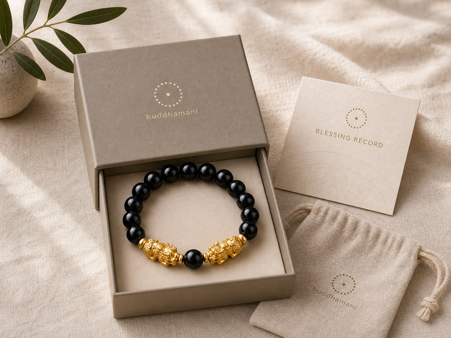 Buddhamani bracelet packaging and blessing card