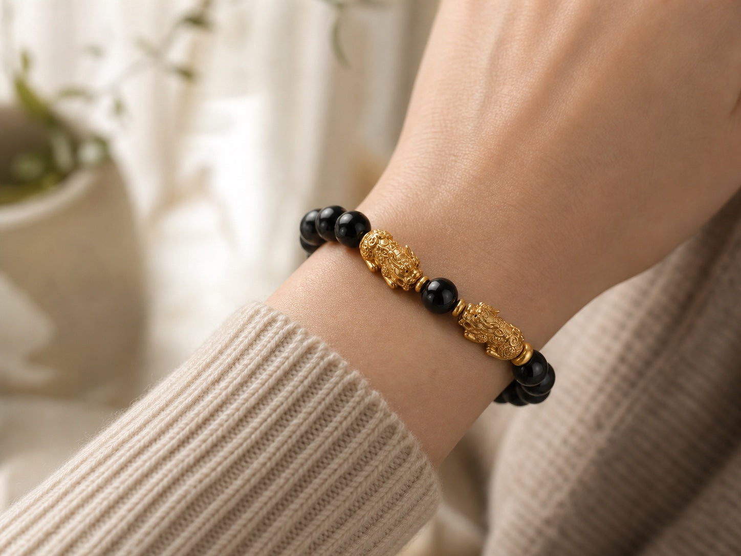 Customer wearing a Pixiu bracelet