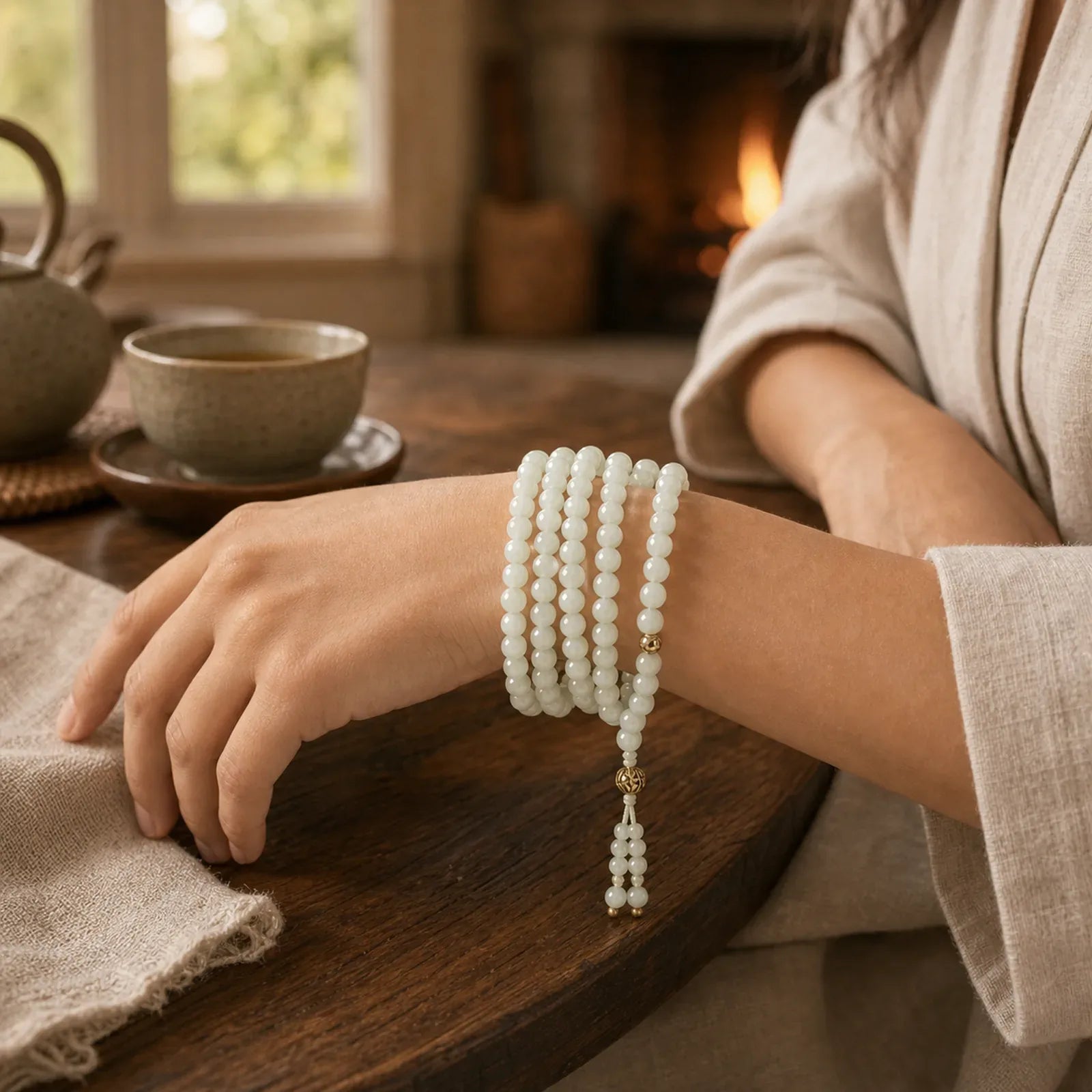 108 Beads Jade Luck Bracelet Mala featuring Jade
