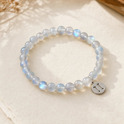 12 Constellations of the Zodiac Moonstone Charming Bracelet featuring Moonstone