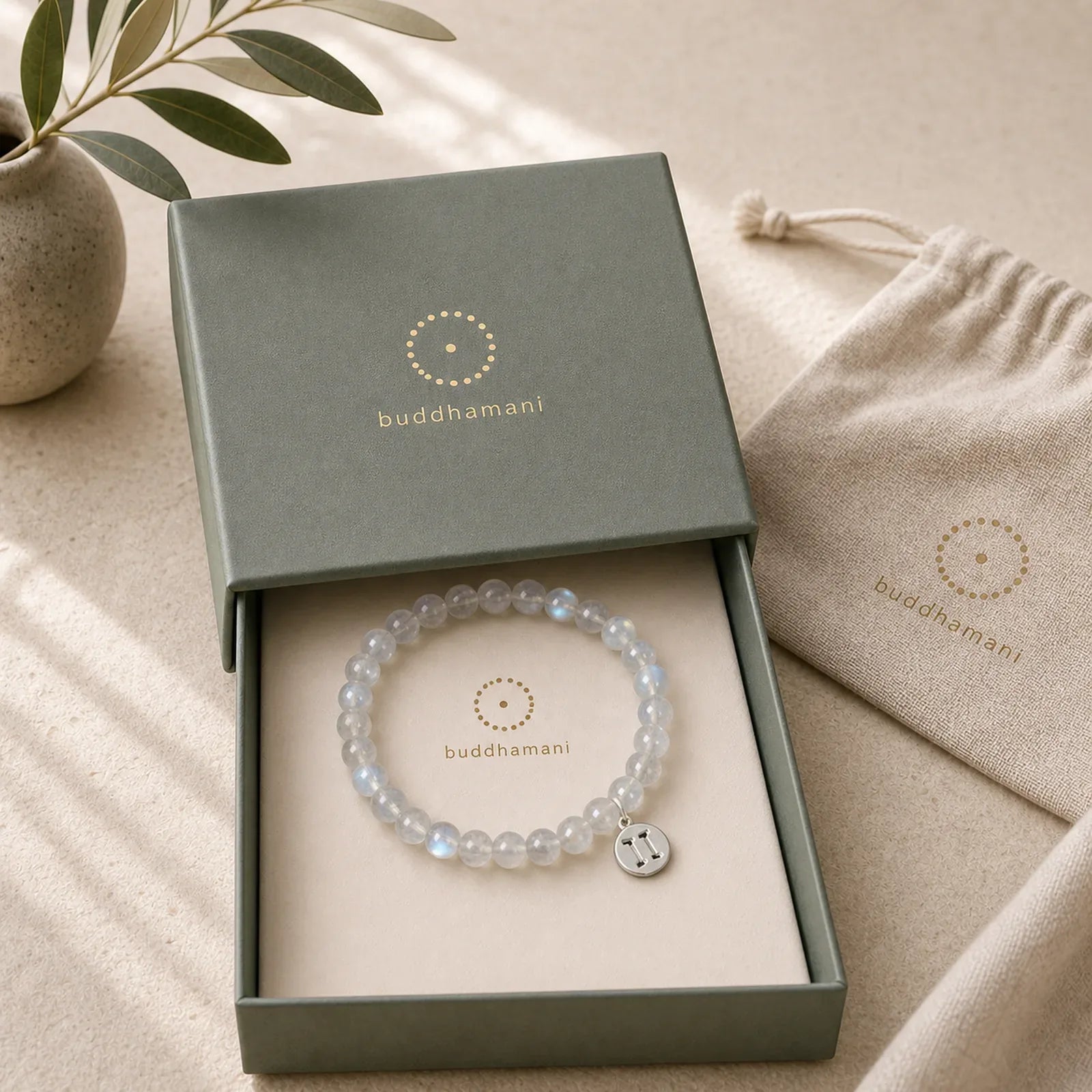 12 Constellations of the Zodiac Moonstone Charming Bracelet featuring Moonstone