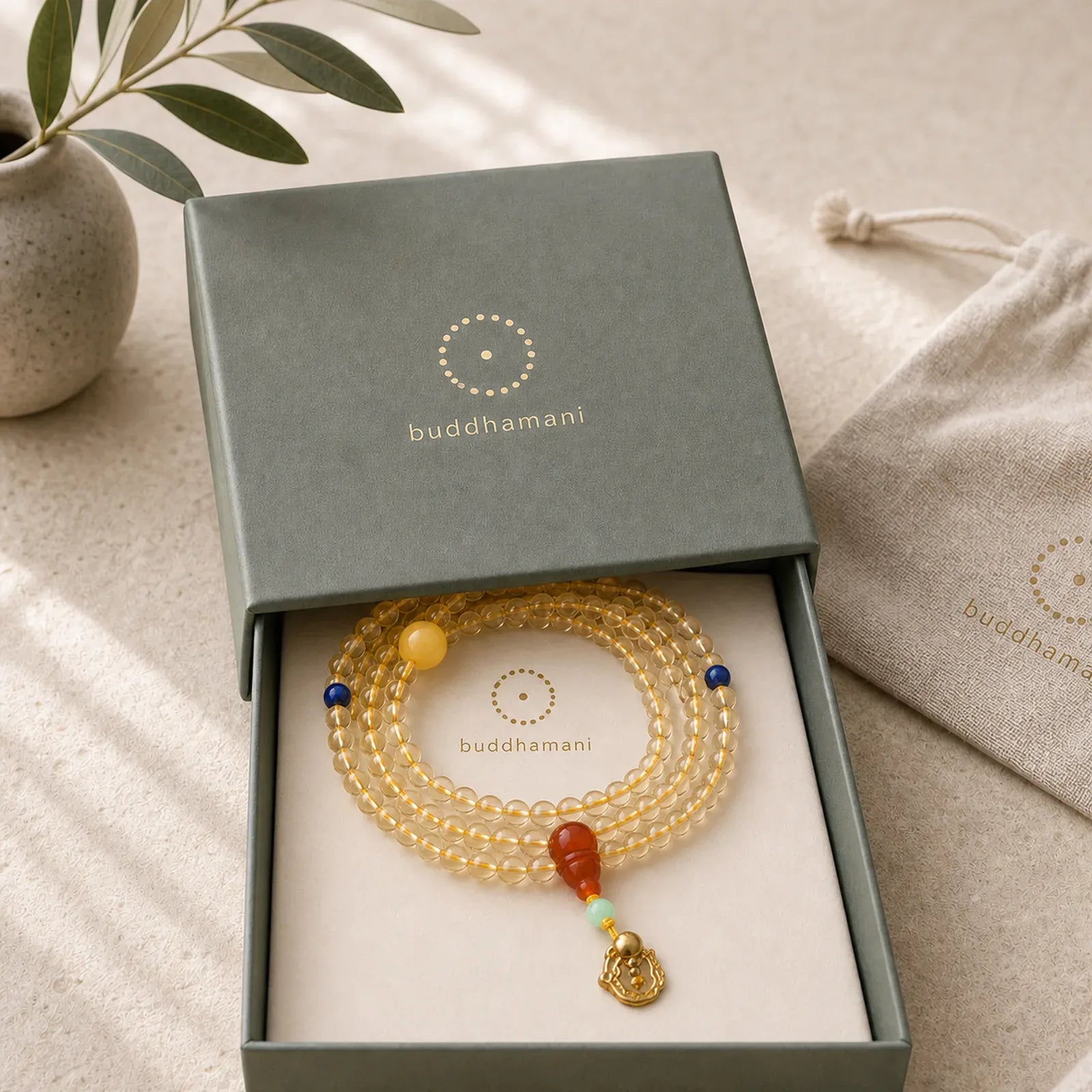 925 Sterling Silver 108 Mala Beads Natural Citrine Red Agate Amber Pleasure Charm Bracelet featuring Silver, Citrine, Red Agate