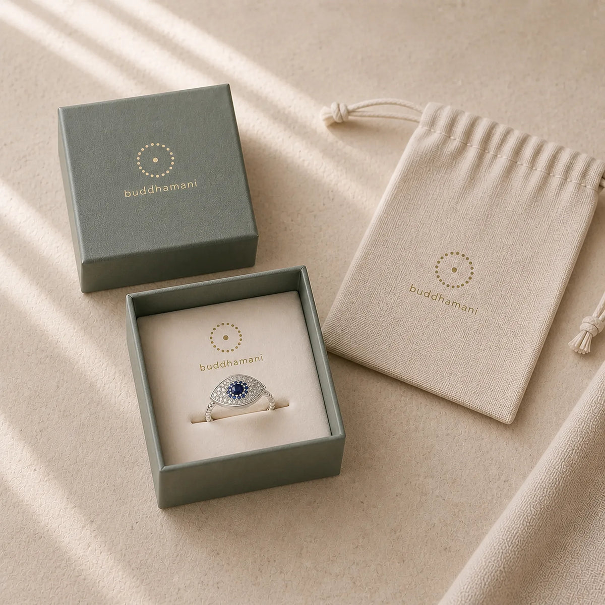 925 Sterling Silver Evil Eye Protection Blessing Rotatable Ring featuring Silver, Evil Eye