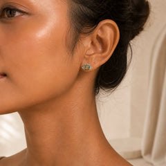 925 Sterling Silver Hetian Cyan Jade Lotus Flower Success Earrings featuring Silver, Cyan Jade, Jade