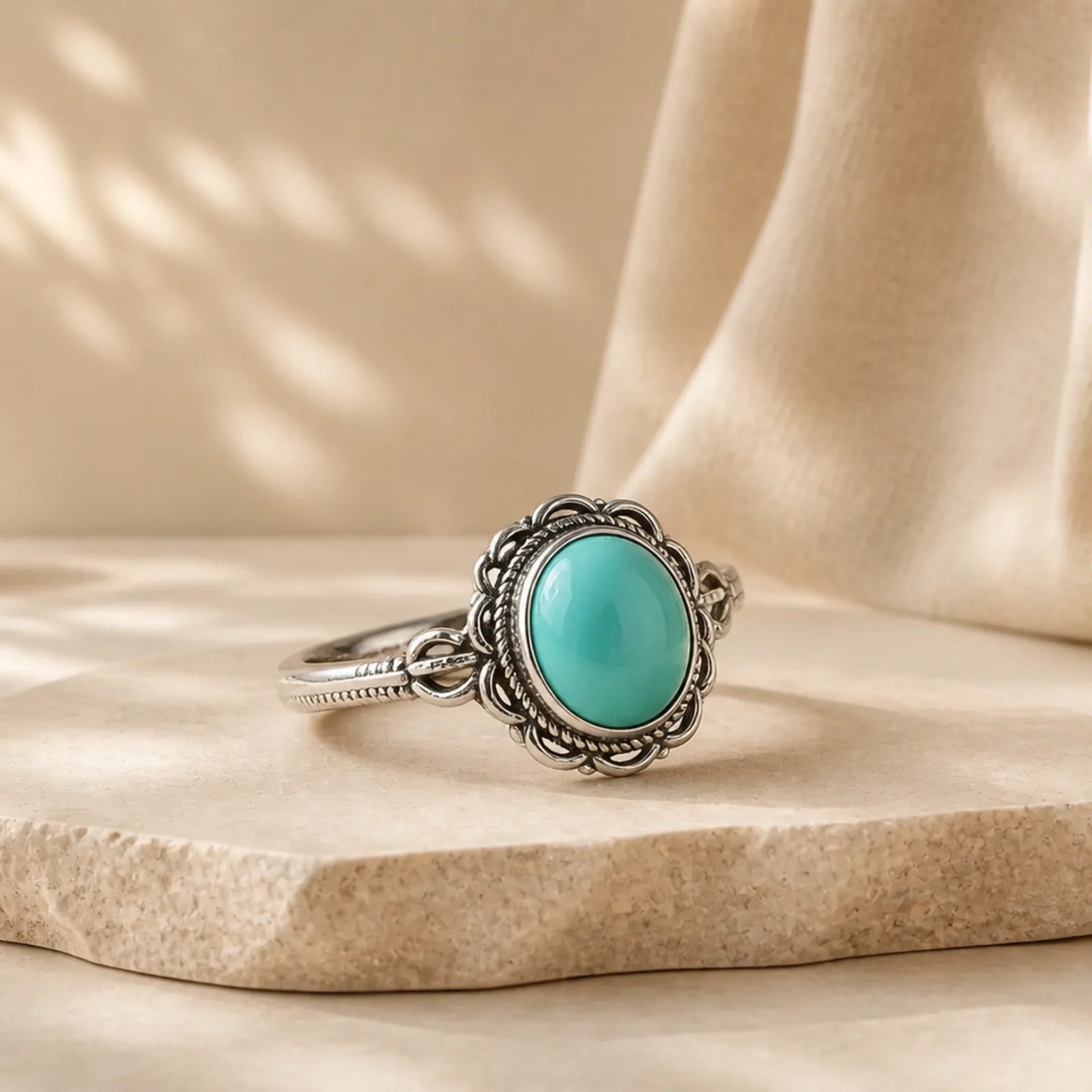 925 Sterling Silver Tibetan Turquoise Red Agate Protection Ring featuring Silver, Turquoise, Red Agate