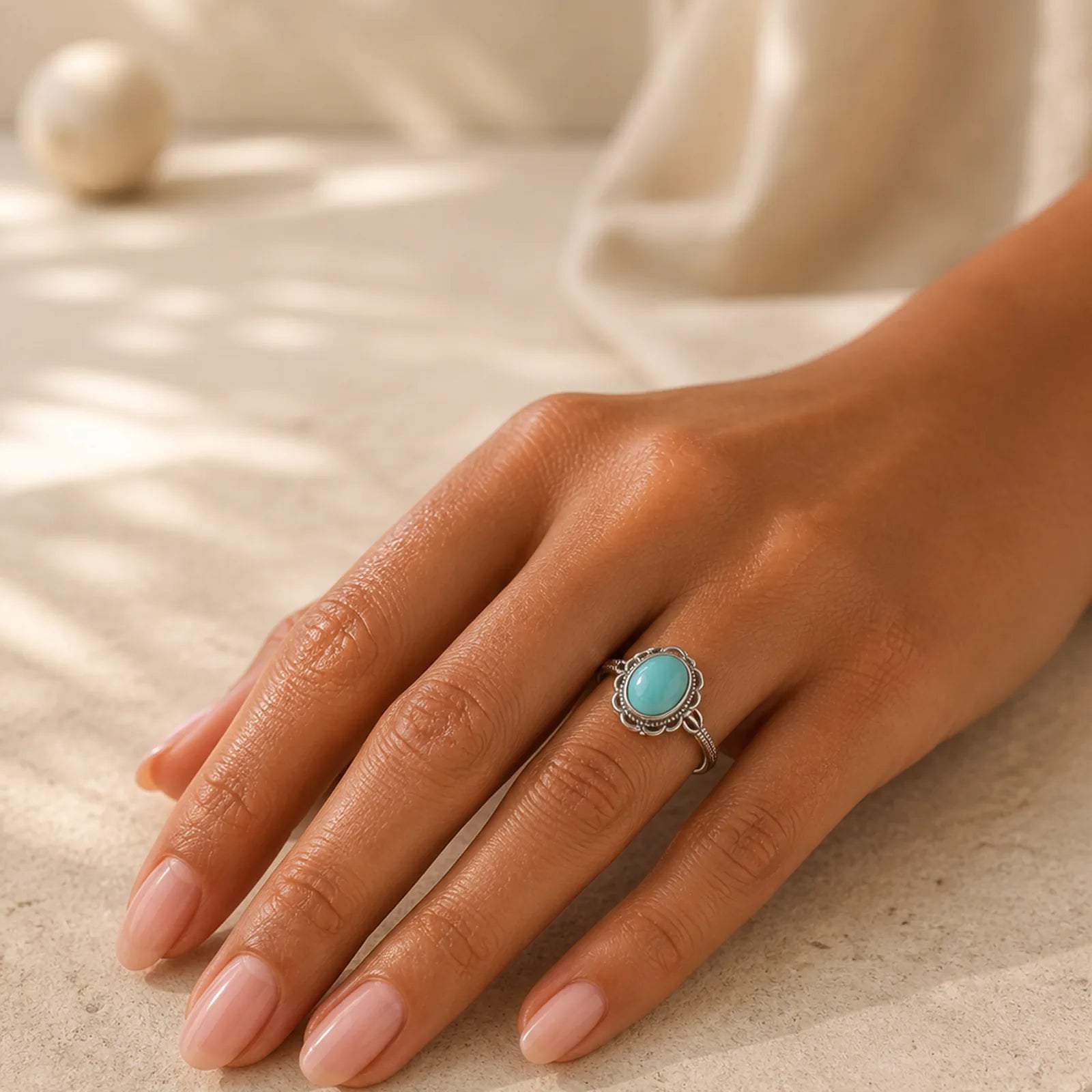 925 Sterling Silver Tibetan Turquoise Red Agate Protection Ring featuring Silver, Turquoise, Red Agate