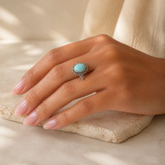925 Sterling Silver Tibetan Turquoise Red Agate Protection Ring (Extra 30% Off | USE CODE: FS30) featuring Silver, Turquoise, Red Agate