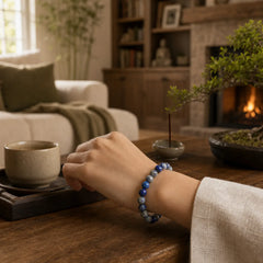 Buddha Stone Lazurite Self Care Positive Bracelet featuring Lapis Lazuli (Lazurite)