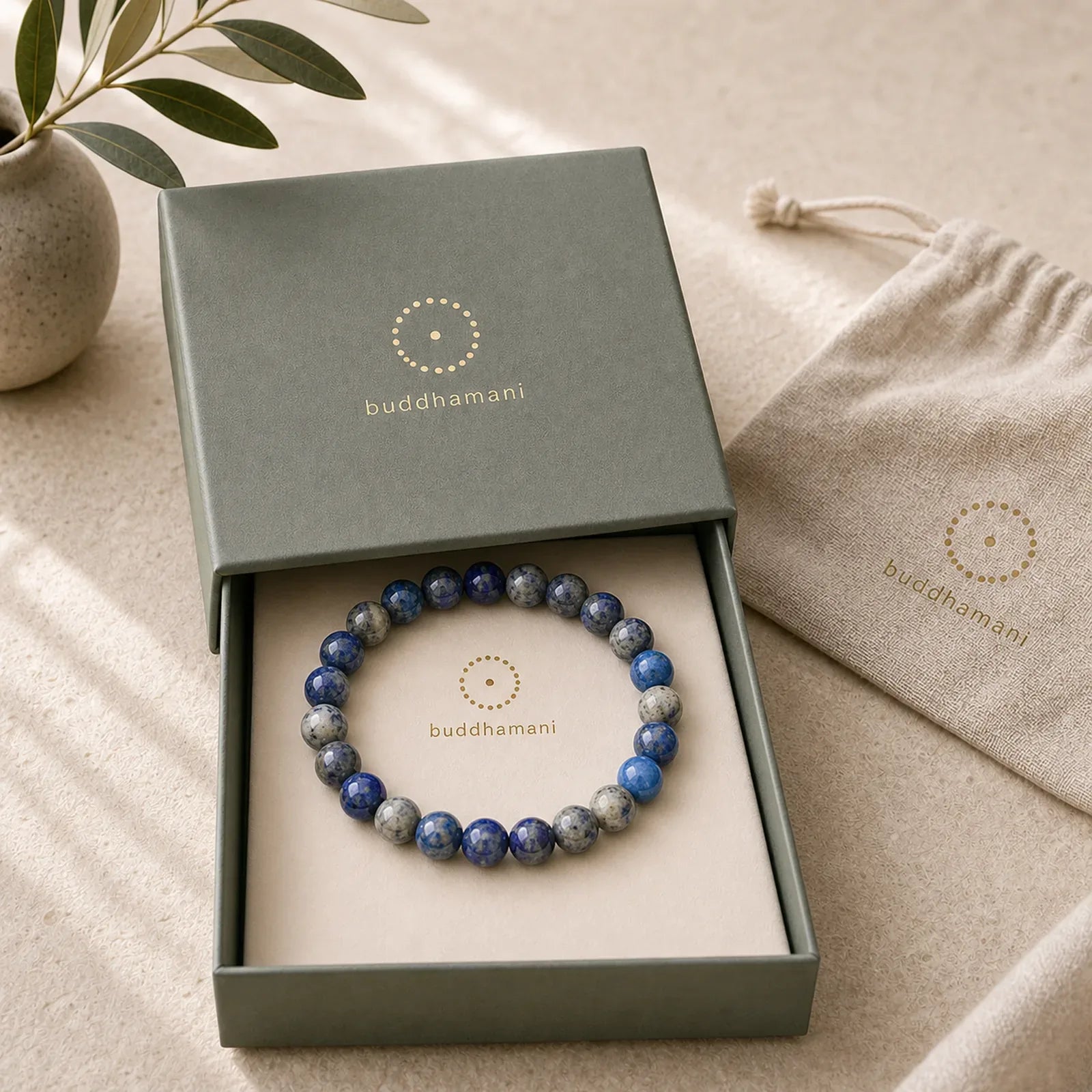 Buddha Stone Lazurite Self Care Positive Bracelet featuring Lapis Lazuli (Lazurite)