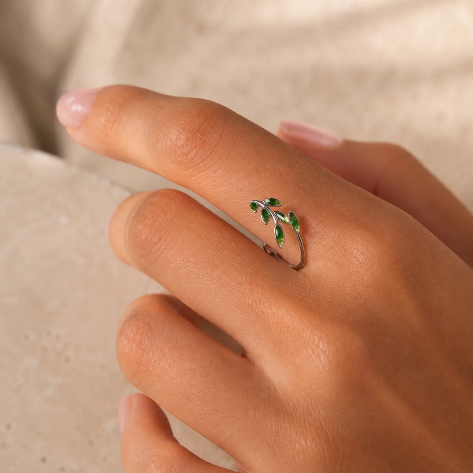 Buddha Stone Leaves Copper Wealth Adjustable Ring featuring Copper