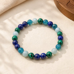 Buddha Stone Various Crystals Malachite Lazurite Lapis Lazuli Hemimorphite Calmness Bracelet featuring Malachite, Lapis Lazuli (Lazurite), Hemimorphite