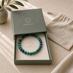 Buddha Stone Various Crystals Malachite Lazurite Lapis Lazuli Hemimorphite Calmness Bracelet featuring Malachite, Lapis Lazuli (Lazurite), Hemimorphite
