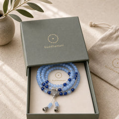 108 Beads Blue Crystal Healing Bracelet Mala featuring Blue Crystal