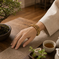 108 Beads Picture Jasper Mala Lotus Courage Bracelet featuring Picture Jasper, Lotus, Lotus Symbol