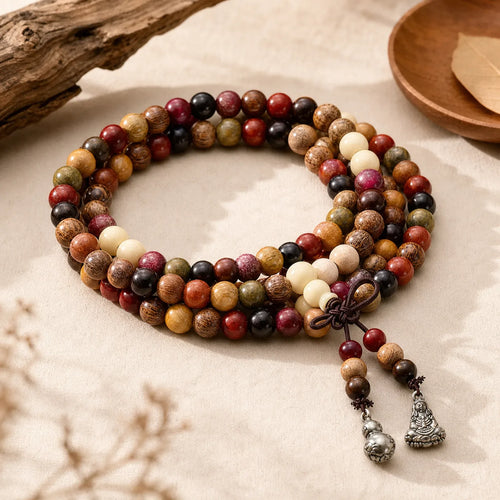 108 Beads Wenge Wood Mala Blessing Meditation Bracelet featuring Wenge Wood
