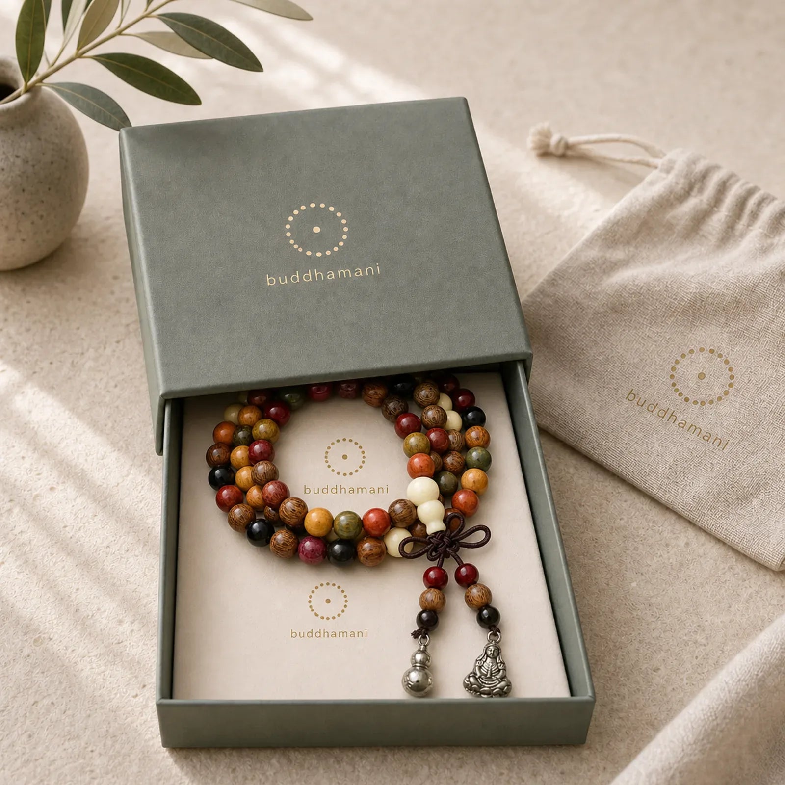 108 Beads Wenge Wood Mala Blessing Meditation Bracelet featuring Wenge Wood