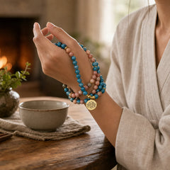 108 Mala Beads Apatite Red Stone Lotus Meditation Prayer Bead Bracelet (Extra 35% Off | USE CODE: FS35) featuring Apatite, Lotus, Lotus Symbol