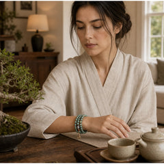 108 Mala Beads Bodhi Seed Dzi Bead Wisdom Bracelet featuring Bodhi Seed, Dzi Bead, Nine-Eye Dzi Bead
