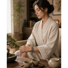 108 Mala Beads Bodhi Seed Dzi Bead Wisdom Bracelet featuring Bodhi Seed, Dzi Bead, Nine-Eye Dzi Bead