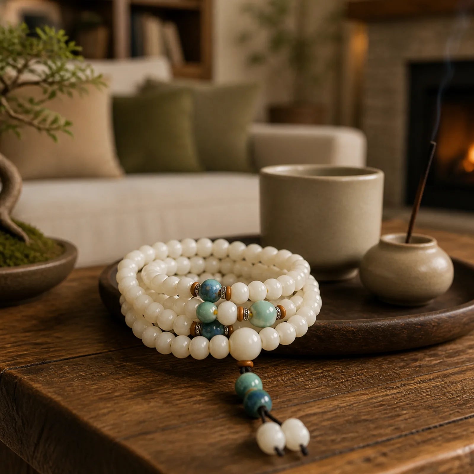 108 Mala Beads Bodhi Seed Keep Away Evil Spirits Calm Bracelet featuring Bodhi Seed