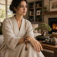 108 Mala Beads Bodhi Seed Luck Wealth Bracelet Wrist Mala (Extra 30% Off | USE CODE: FS30) featuring Bodhi Seed, Lotus