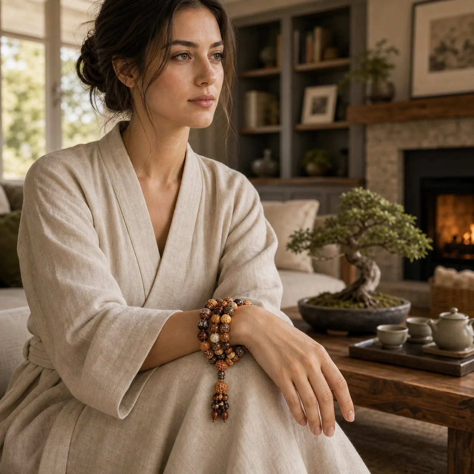 108 Mala Beads Bodhi Seed Luck Wealth Bracelet Wrist Mala (Extra 30% Off | USE CODE: FS30) featuring Bodhi Seed, Lotus