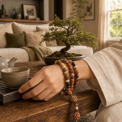 108 Mala Beads Bodhi Seed Luck Wealth Bracelet Wrist Mala (Extra 30% Off | USE CODE: FS30) featuring Bodhi Seed, Lotus