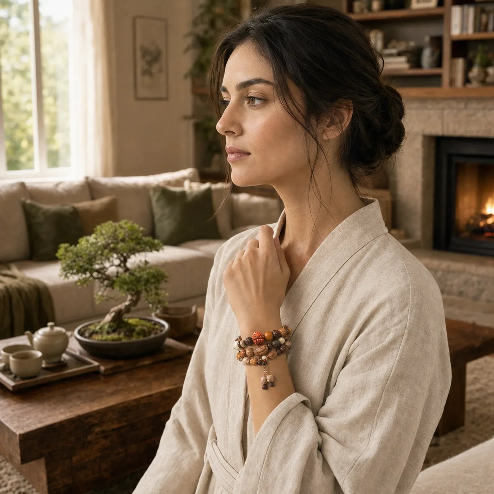 108 Mala Beads Bodhi Seed Luck Wealth Bracelet Wrist Mala (Extra 30% Off | USE CODE: FS30) featuring Bodhi Seed, Lotus
