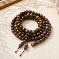 108 Mala Beads Bracelet Prayer Meditation Sandalwood Elastic featuring Sandalwood, Rosewood, Ebony Wood