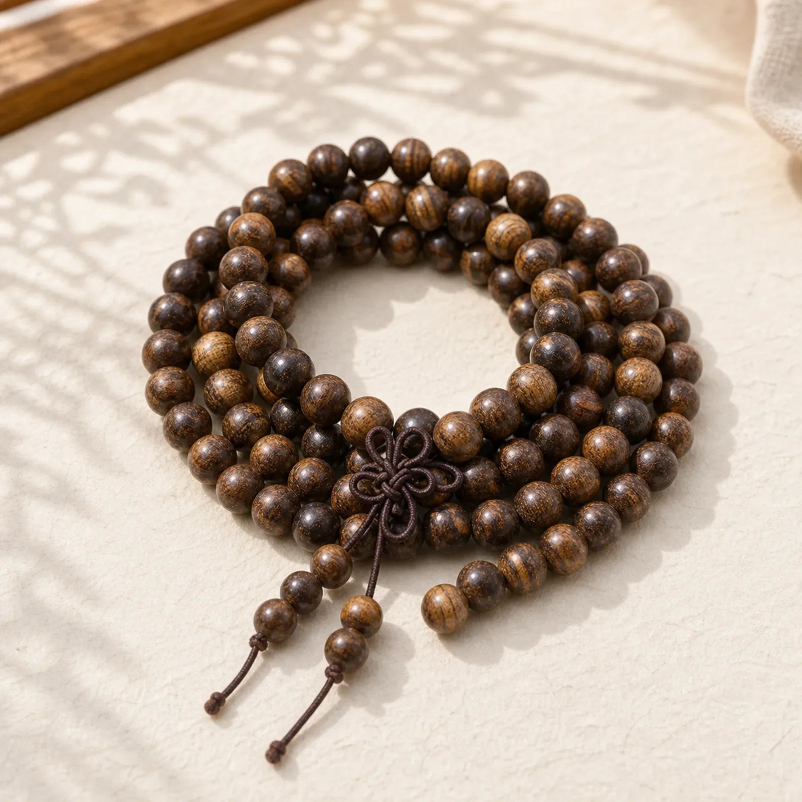 108 Mala Beads Bracelet Prayer Meditation Sandalwood Elastic featuring Sandalwood, Rosewood, Ebony Wood