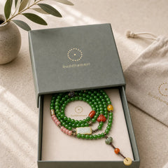 108 Mala Beads Cyan Jade Red Agate Laughing Buddha Luck Bracelet featuring Cyan Jade, Jade, Red Agate