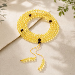 108 Mala Beads Natural Amber Clear Anxiety Bracelet featuring Amber