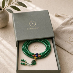 108 Mala Beads Natural Green Agate Power Support Bracelet (Extra 30% Off | USE CODE: FS30) featuring Green Agate