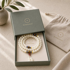 108 Mala Beads Natural Quartzite Wealth Luck Bracelet featuring Quartzite, Jade, Tiger Eye