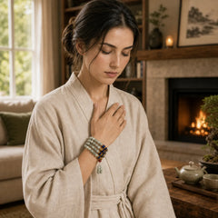 108 Mala Beads Natural Shetai jade Luck Prosperity Bracelet featuring Jade, Quartzite, Quartzite Jade