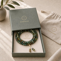 108 Mala Beads Natural Stone Moss Agate Multi-turn Healing Bracelet featuring Moss Agate