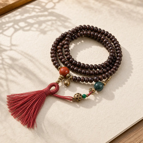 108 Mala Beads Natural Tibet Purple Bodhi Seed Auspiciousness Bracelet (Extra 30% Off | USE CODE: FS30) featuring Bodhi Seed, Red Sandalwood, Sandalwood