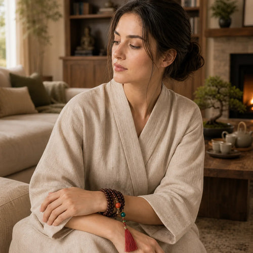 108 Mala Beads Natural Tibet Purple Bodhi Seed Auspiciousness Bracelet (Extra 30% Off | USE CODE: FS30) featuring Bodhi Seed, Red Sandalwood, Sandalwood