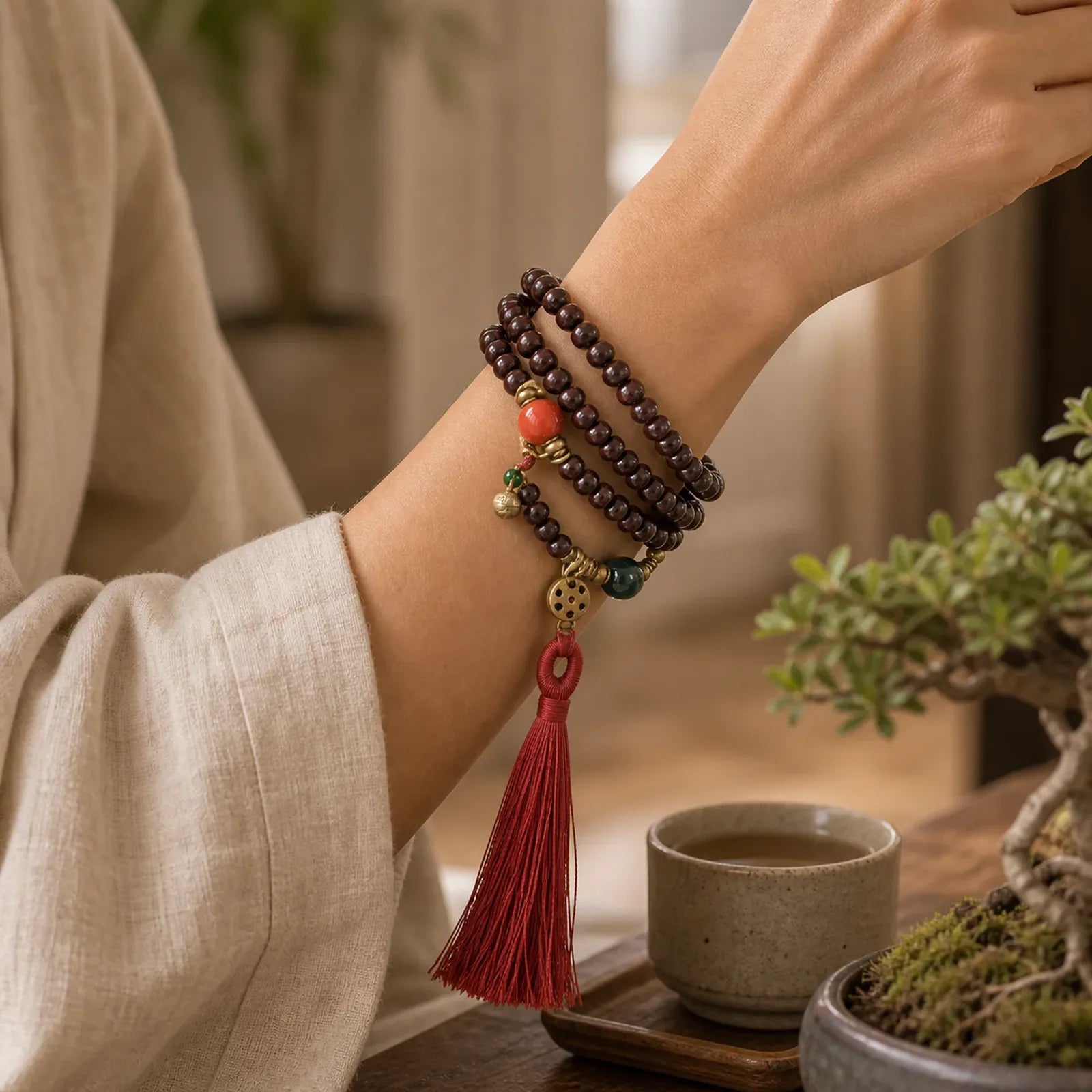 108 Mala Beads Natural Tibet Purple Bodhi Seed Auspiciousness Bracelet (Extra 30% Off | USE CODE: FS30) featuring Bodhi Seed, Red Sandalwood, Sandalwood