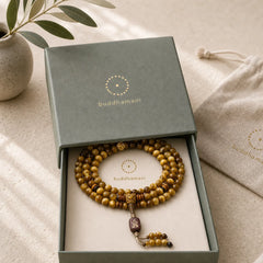 108 Mala Beads Natural Tiger Eye Copper Dorje Protection Tassel Bracelet featuring Tiger Eye, Copper, Vajra