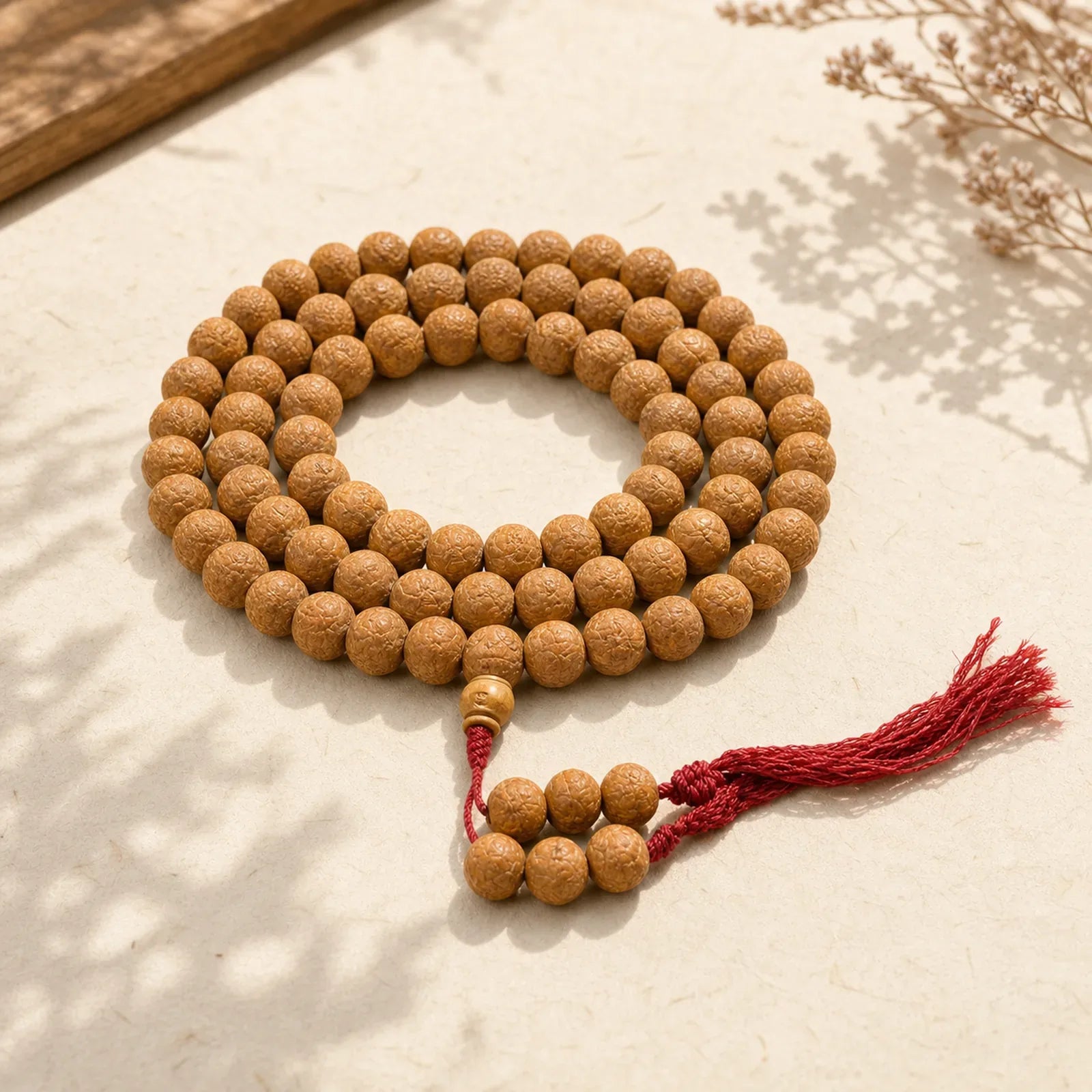 108 Mala Beads Nepal Bodhi Seed Luck Wealth Tassel Bracelet featuring Bodhi Seed