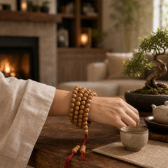 108 Mala Beads Nepal Bodhi Seed Luck Wealth Tassel Bracelet featuring Bodhi Seed