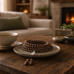 108 Mala Beads Rosewood Jade Calm Bracelet featuring Rosewood, Jade