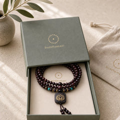 108 Mala Beads Tibetan Small Leaf Red Sandalwood Lotus Balance Bracelet featuring Small Leaf Red Sandalwood, Red Sandalwood, Sandalwood