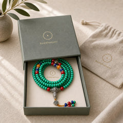 108 Mala Beads Tibetan Turquoise Dzi Bead Protection Bracelet featuring Turquoise, Dzi Bead, Nine-Eye Dzi Bead