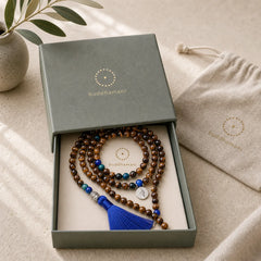 108 Mala Beads Tiger Eye Buddha Strength Bracelet Tassel Necklace Pendant featuring Tiger Eye, Buddha Symbol