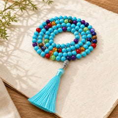 108 Mala Turquoise Beads Yoga Meditation Prayer Beads Necklace featuring Turquoise