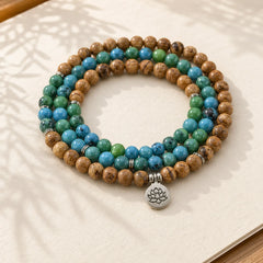108 Meditation Healing Multilayer Mala featuring Bodhi Seed, Lotus Symbol, Lotus