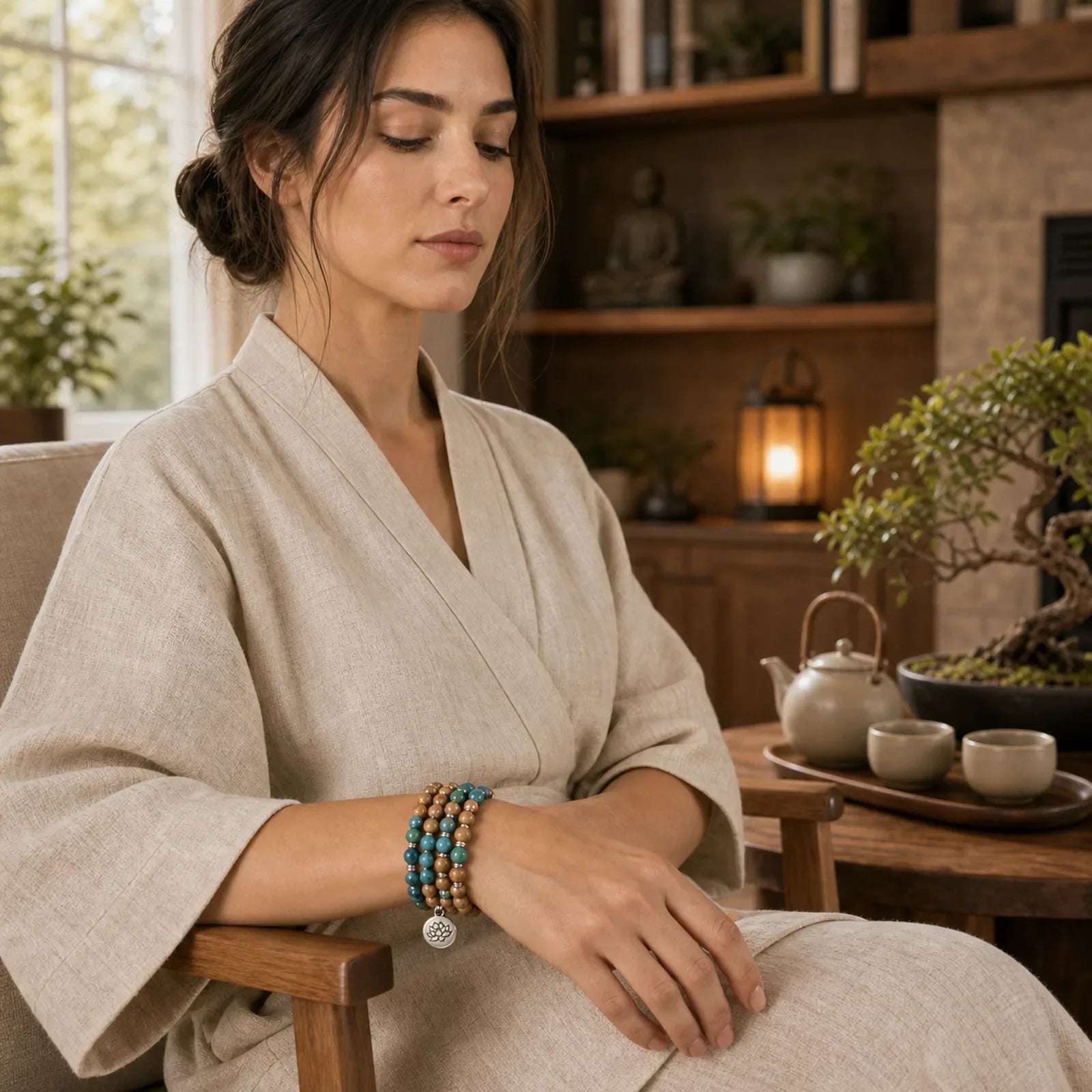 108 Meditation Healing Multilayer Mala featuring Bodhi Seed, Lotus Symbol, Lotus