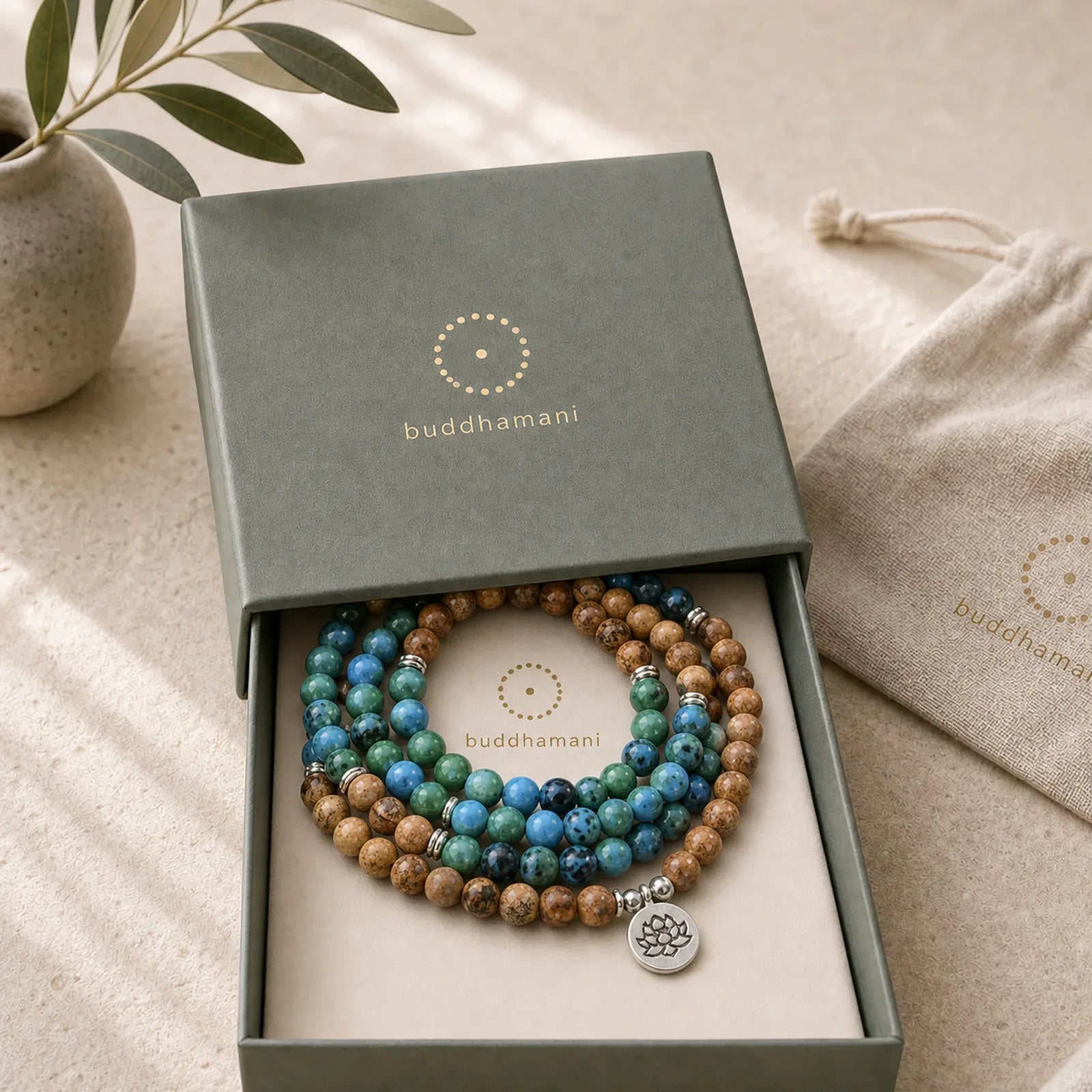 108 Meditation Healing Multilayer Mala featuring Bodhi Seed, Lotus Symbol, Lotus